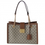グッチ GUCCI パドロック GGスプリーム チェーントートバッグ PVC レザー ベージュ ブラウン 479197 KHNKG 8534