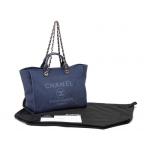 シャネル CHANEL トートバッグ A66941-Y84117-5B749 チェーンショルダー キャンバストート ネイビー