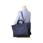 シャネル CHANEL トートバッグ A66941-Y84117-5B749 チェーンショルダー キャンバストート ネイビー