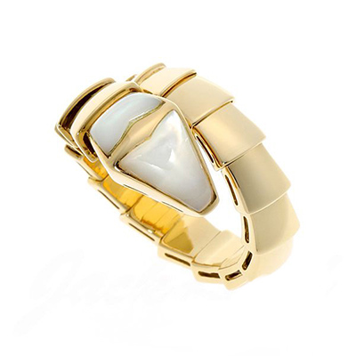 ブルガリ BVLGARI セルペンティ ホワイトマザーオブパール リング Lサイズ AN855765 新品 ジュエリー ブランドジュエリー