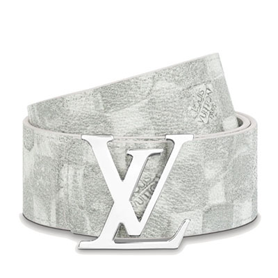 ルイヴィトン LOUIS VUITTON ベルト シグネチャー ロゴ グレー レザー MP300S