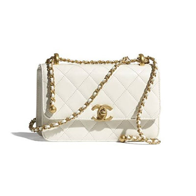 シャネル CHANEL ミニ フラップバック カーフスキン ホワイト AS2615 B05973 10601