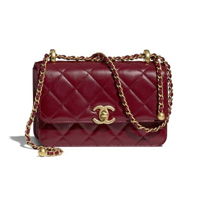 シャネル CHANEL ミニ フラップバック カーフスキン バーガンディー AS2615 B05973 NC635