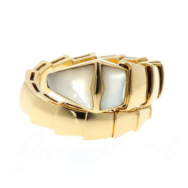 ブルガリ BVLGARI セルペンティ ホワイトマザーオブパール リング Lサイズ AN855765 新品 ジュエリー ブランドジュエリー
