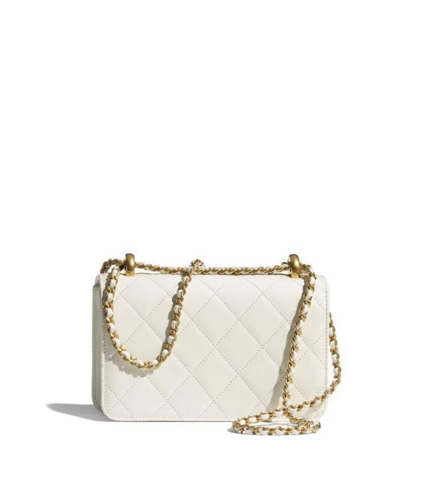 シャネル CHANEL ミニ フラップバック カーフスキン ホワイト AS2615 B05973 10601