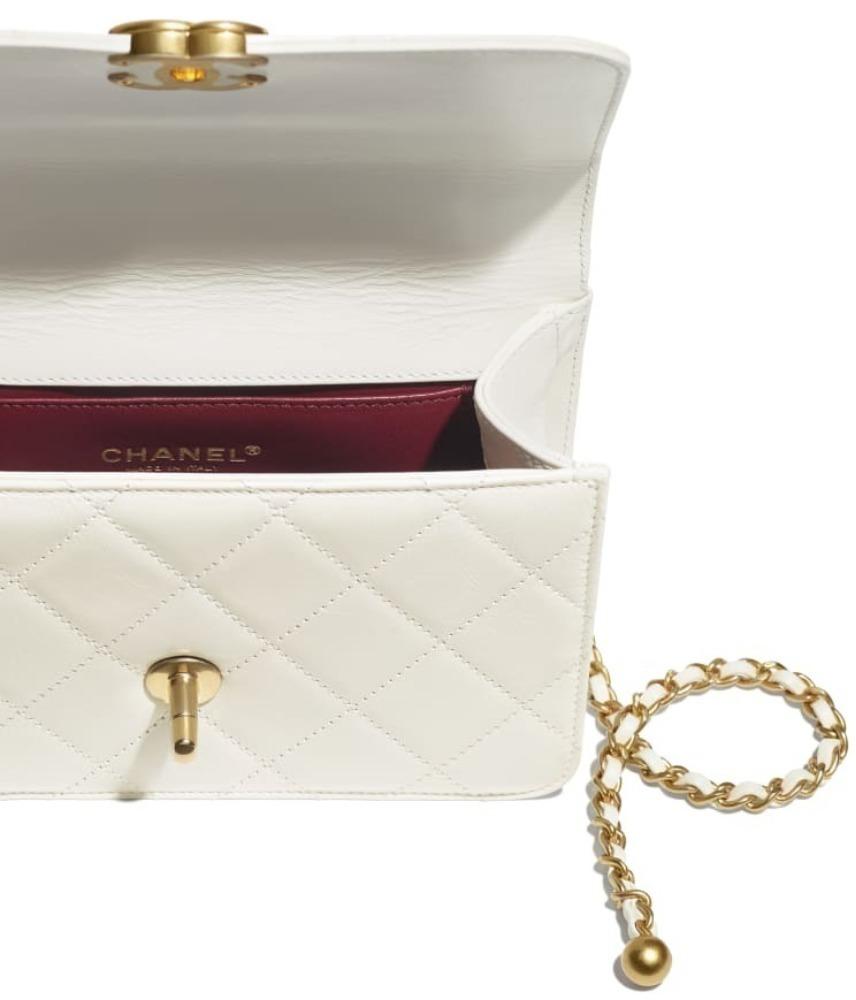 シャネル CHANEL ミニ フラップバック カーフスキン ホワイト AS2615 B05973 10601