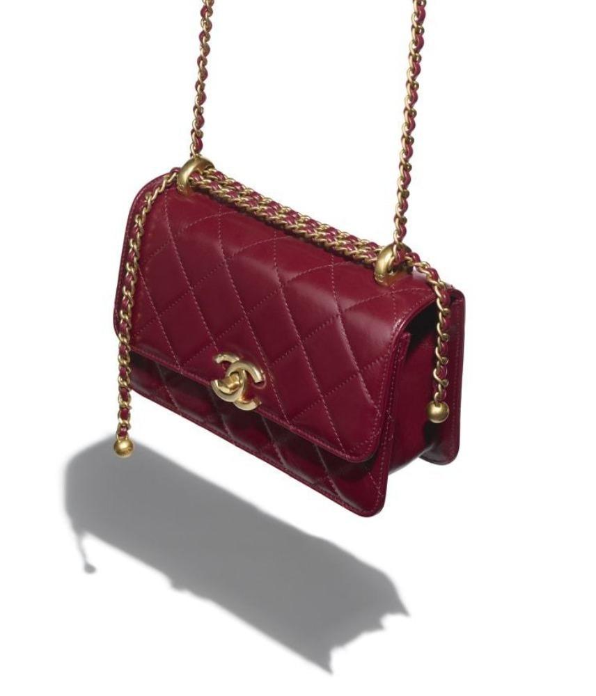 シャネル CHANEL ミニ フラップバック カーフスキン バーガンディー AS2615 B05973 NC635