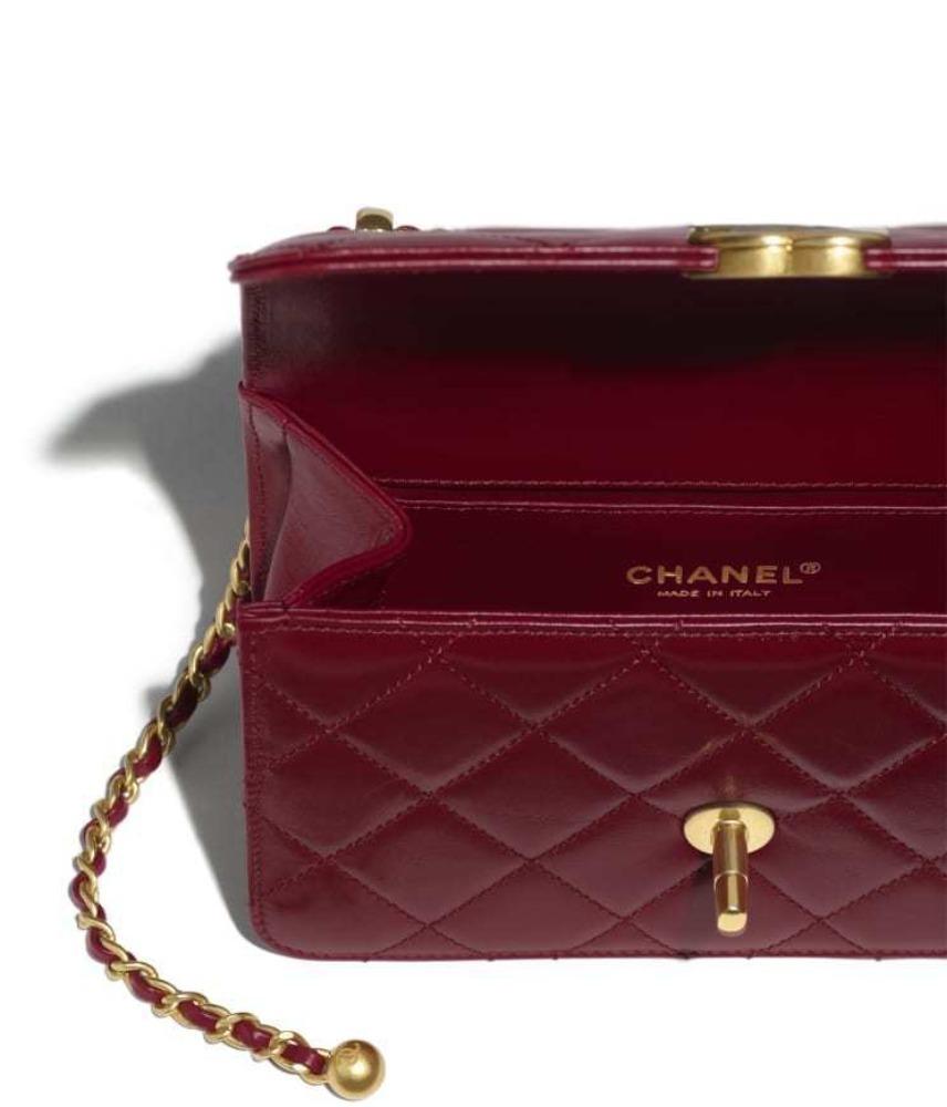 シャネル CHANEL ミニ フラップバック カーフスキン バーガンディー AS2615 B05973 NC635
