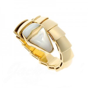 ブルガリ BVLGARI セルペンティ ホワイトマザーオブパール リング Lサイズ AN855765 新品 ジュエリー ブランドジュエリー