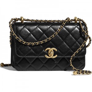 シャネル CHANEL ミニ フラップバック カーフスキン ブラック AS2615 B05973 94305