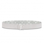ルイヴィトン LOUIS VUITTON ベルト シグネチャー ロゴ グレー レザー MP300S
