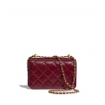 シャネル CHANEL ミニ フラップバック カーフスキン バーガンディー AS2615 B05973 NC635