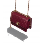 シャネル CHANEL ミニ フラップバック カーフスキン バーガンディー AS2615 B05973 NC635