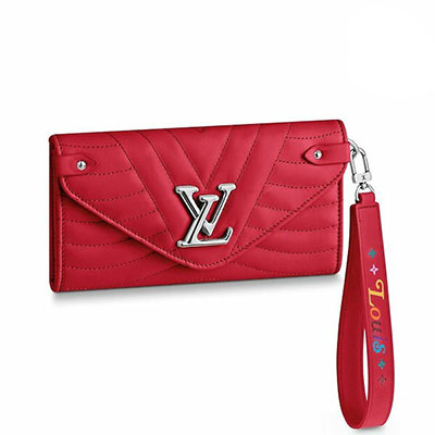 ルイヴィトン LOUIS VUITTON ニューウェーブ ロング・ウォレット 長財布 二つ折り  レッド レディース スムースカーフレザー M63299