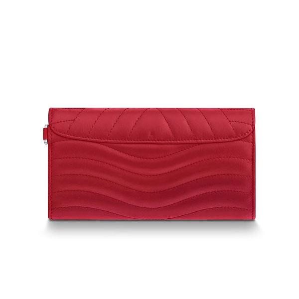 ルイヴィトン LOUIS VUITTON ニューウェーブ ロング・ウォレット 長財布 二つ折り  レッド レディース スムースカーフレザー M63299