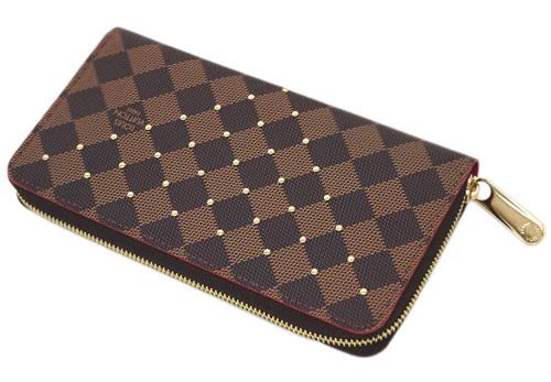 ルイヴィトン　ダミエ　LV　ラウンドファスナー長財布　ジッピー・ウォレット　スタッズ　エベヌ N60122