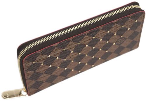 ルイヴィトン　ダミエ　LV　ラウンドファスナー長財布　ジッピー・ウォレット　スタッズ　エベヌ N60122