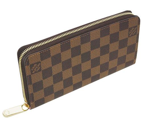 ルイヴィトン　財布　ダミエ・エベヌ 　LV　ラウンドファスナー　ジッピー・ウォレット　ローズ・バレリーヌ N60046