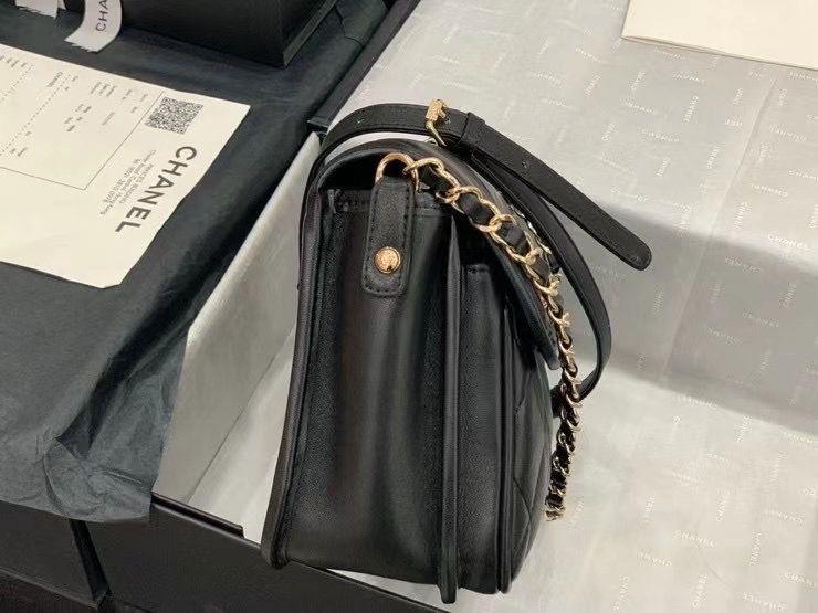 CHANEL ミニ メッセンジャー ショルダーバッグ グレインド カーフスキン ブラック AS2465 B05440 94305