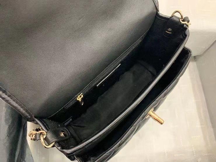 CHANEL ミニ メッセンジャー ショルダーバッグ グレインド カーフスキン ブラック AS2465 B05440 94305