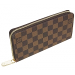 ルイヴィトン　財布　ダミエ・エベヌ 　LV　ラウンドファスナー　ジッピー・ウォレット　ローズ・バレリーヌ N60046