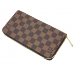 ルイヴィトン　財布　ダミエ・エベヌ 　LV　ラウンドファスナー　ジッピー・ウォレット　ローズ・バレリーヌ N60046