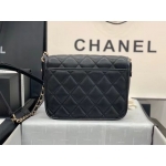 CHANEL ミニ メッセンジャー ショルダーバッグ グレインド カーフスキン ブラック AS2465 B05440 94305