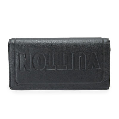 ルイヴィトン  メンズ LOUISVUITTON 財布 ポルトフォイユ ブラザ ロゴ 型押し レザー ダーク・アンフィニティ ノワール 黒 ブラック M63256