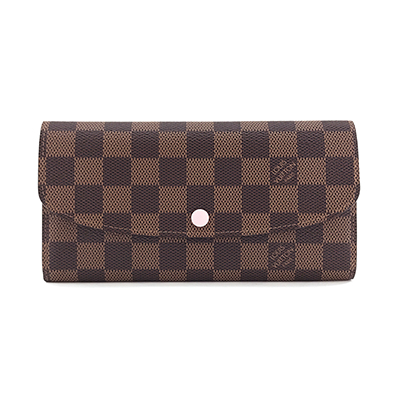 ルイヴィトン LOUIS VUITTON 長財布 フラップ ポルトフォイユ エミリー ダミエ エベヌ ローズ バレリーヌ N60214