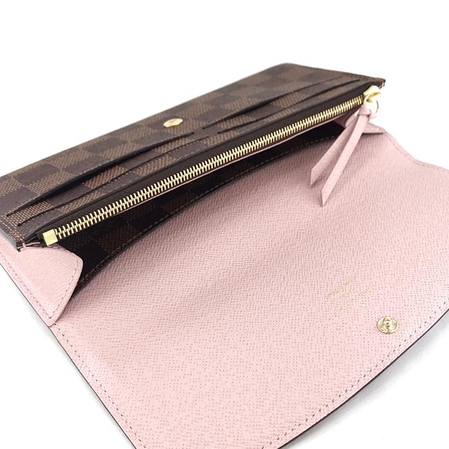 ルイヴィトン LOUIS VUITTON 長財布 フラップ ポルトフォイユ エミリー ダミエ エベヌ ローズ バレリーヌ N60214