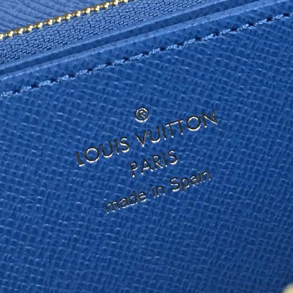 ルイヴィトン モノグラム ジッピー・ウォレット 長財布  ブラウン ブルー LOUIS VUITTON M63894