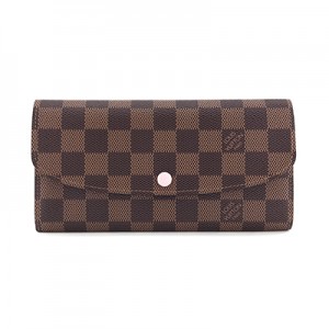 ルイヴィトン LOUIS VUITTON 長財布 フラップ ポルトフォイユ エミリー ダミエ エベヌ ローズ バレリーヌ N60214