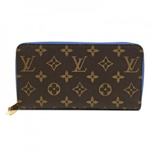 ルイヴィトン モノグラム ジッピー・ウォレット 長財布  ブラウン ブルー LOUIS VUITTON M63894