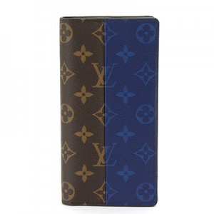 ルイ ヴィトン LOUIS VUITTON モノグラム スプリット ポルトフォイユ ブラザ 二つ折り 長財布 ブルー ブラウン M63026