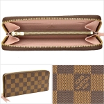 ルイ ヴィトン 財布  LOUIS VUITTON ラウンドファスナー長財布 ポルトフォイユ・クレマンス レディース ローズ・バレリーヌダミエ・エヌべキャンバス n41626