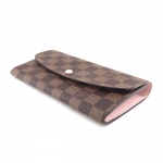 ルイヴィトン LOUIS VUITTON 長財布 フラップ ポルトフォイユ エミリー ダミエ エベヌ ローズ バレリーヌ N60214