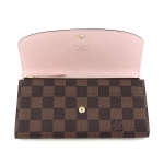 ルイヴィトン LOUIS VUITTON 長財布 フラップ ポルトフォイユ エミリー ダミエ エベヌ ローズ バレリーヌ N60214