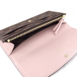ルイヴィトン LOUIS VUITTON 長財布 フラップ ポルトフォイユ エミリー ダミエ エベヌ ローズ バレリーヌ N60214