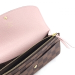 ルイヴィトン LOUIS VUITTON 長財布 フラップ ポルトフォイユ エミリー ダミエ エベヌ ローズ バレリーヌ N60214