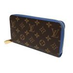 ルイヴィトン モノグラム ジッピー・ウォレット 長財布  ブラウン ブルー LOUIS VUITTON M63894