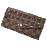 ルイヴィトン財布 LOUIS VUITTON ヴィトン ダミエ・エベヌ LV ファスナー長札 長財布 ポルトフォイユ・サラ スタッズ ローズ・バレリーヌ  N60249