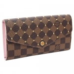 ルイヴィトン財布 LOUIS VUITTON ヴィトン ダミエ・エベヌ LV ファスナー長札 長財布 ポルトフォイユ・サラ スタッズ ローズ・バレリーヌ  N60249
