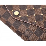 ルイヴィトン財布 LOUIS VUITTON ヴィトン ダミエ・エベヌ LV ファスナー長札 長財布 ポルトフォイユ・サラ スタッズ ローズ・バレリーヌ  N60249