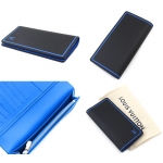 ルイ・ヴィトン　タイガ　ポルトフォイユ　ブラザ　小銭入れ付長財布　ノワール×ブルー M63300