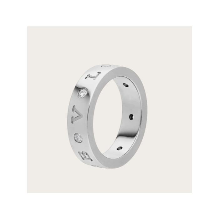 ブルガリ BVLGARI リング 18K ホワイトゴールド ロゴ ダイヤ 353996