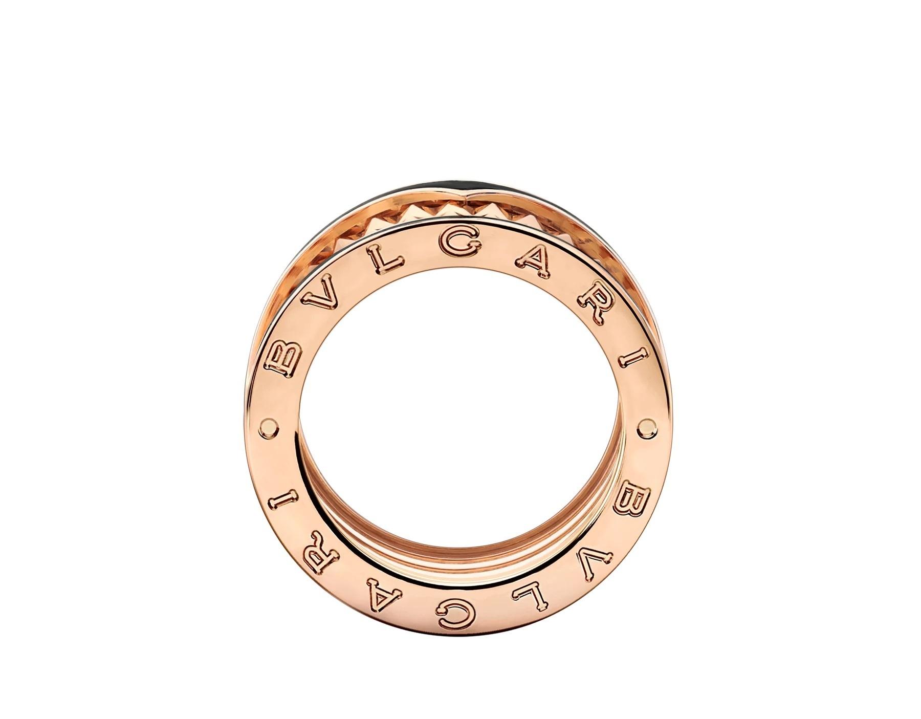 ブルガリ ビーゼロワン 指輪 18K ローズ 4バンド レディース 黒 357954