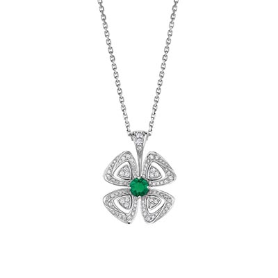 ブルガリ フィオレヴァー ネックレス ダイヤ/エメラルド/WG  357941