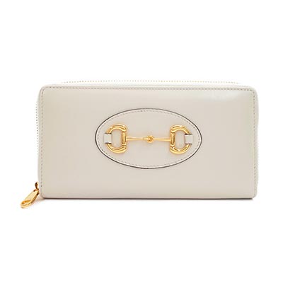グッチ ホースビット 1955 レザー ラウンドジップウォレット 長財布 アイボリー 621889 0YK0G 9022