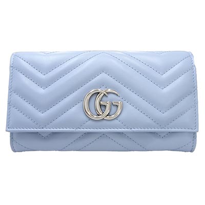 グッチ GGマーモントコンチネンタルウォレット 二つ折り長財布 ライトブルー 443436 DTD1P 9066