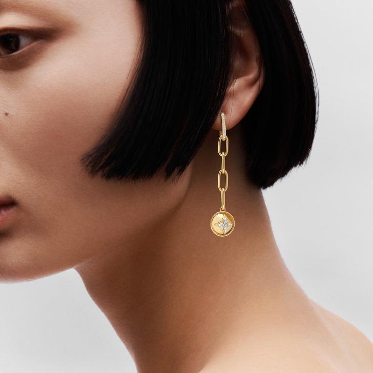 ルイヴィトン Louis Vuitton ピアス B ブロッサム イエローゴールド ダイヤ Q96789